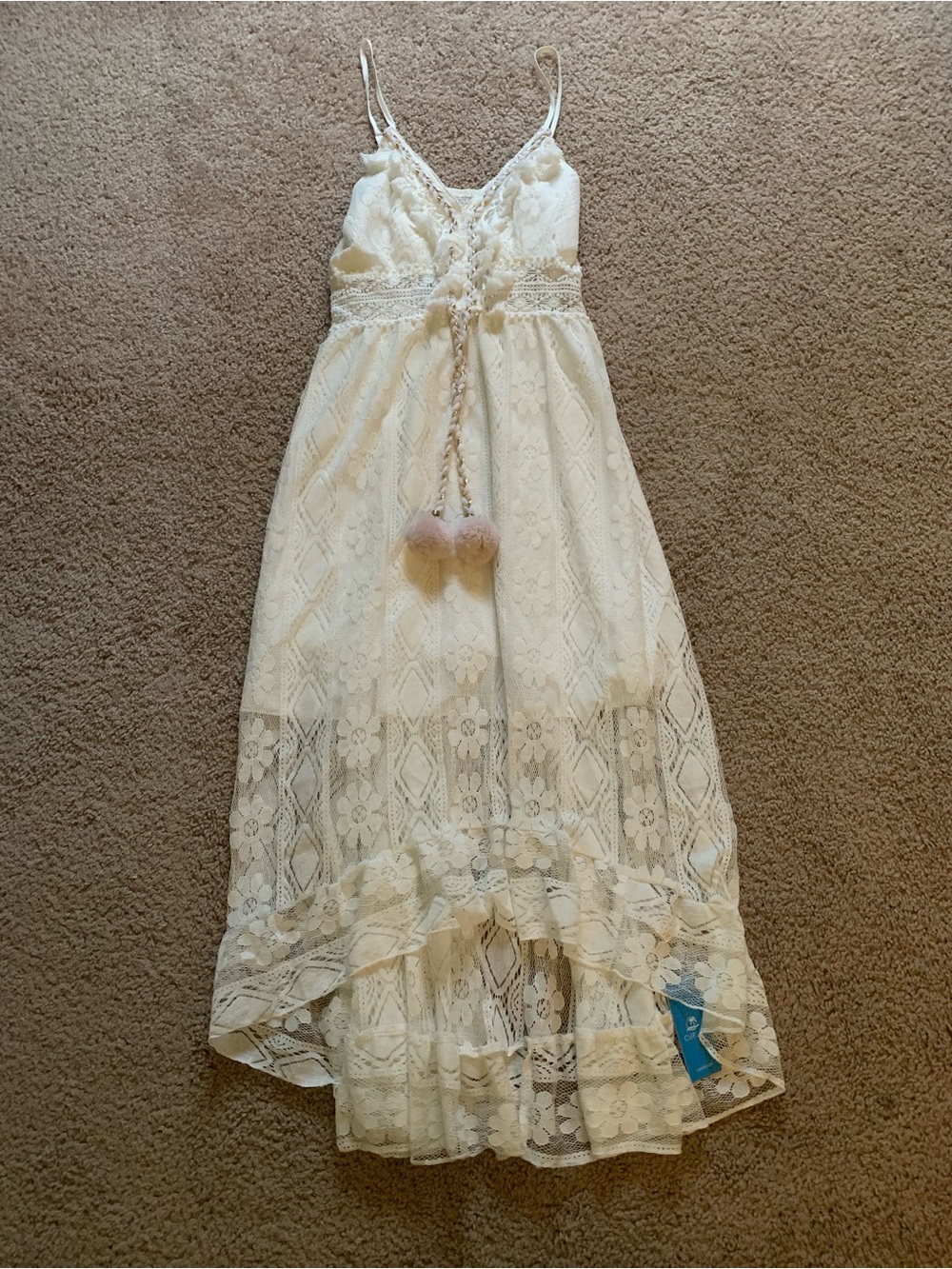 NWT Cupshe Ariya V-neck Lace Up Slip Dress White Size XS